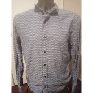 Armani Exchange Shirt Mens Medium Slim Fit Button Up Long Sleeve Blue Geometric